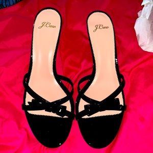 J Crew Strappy Sandals Black Patent Leather Sz 12